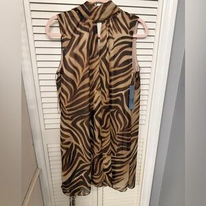 Zebra Print Sleeveless Blouse.  London times women’s size 10